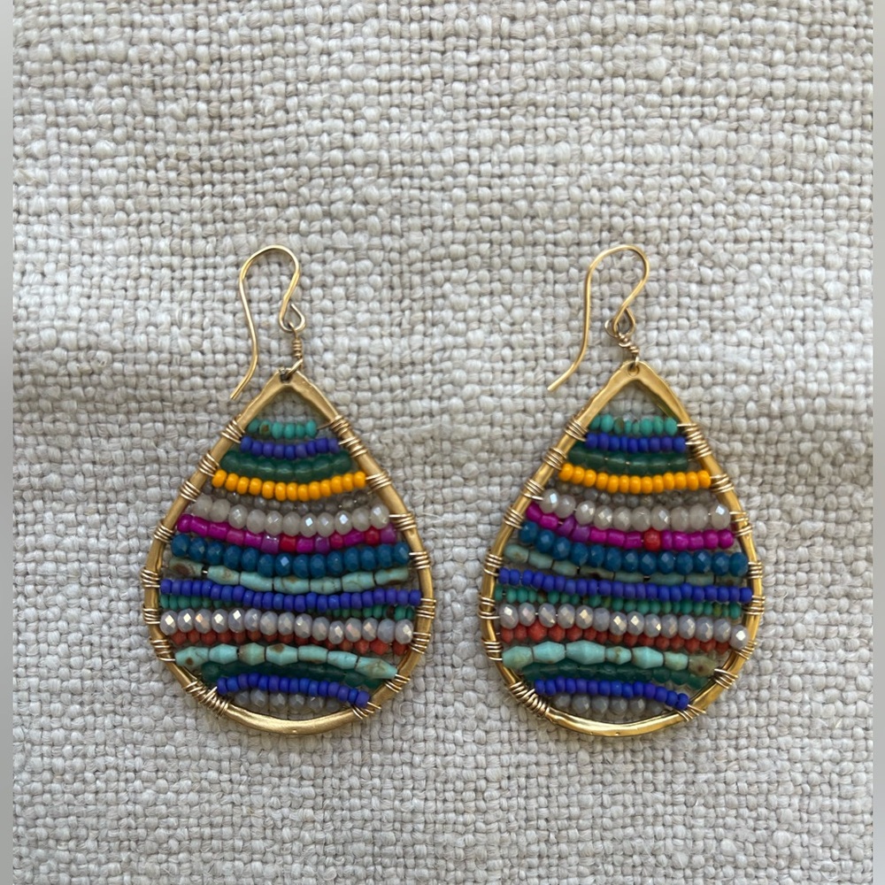Caitlin Greene Jewelry Gold Filled Beaded Teardrop Earrings, Great holiday gift!